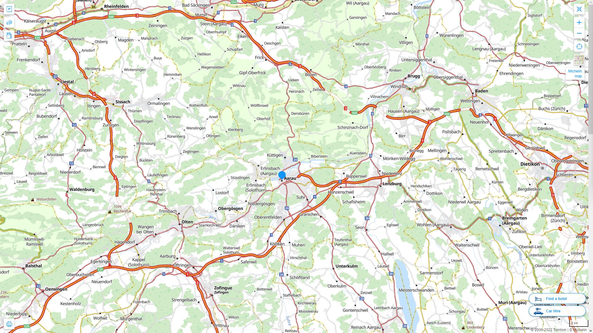 Aarau Highway and Road Map